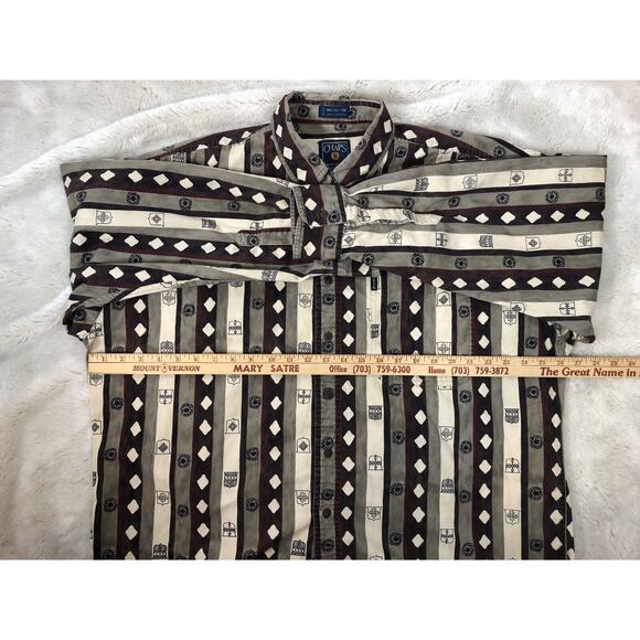 Vintage Ralph Lauren Chaps Button Up Shirt XL Geometric Graphics Mid 1990's - Picture 3 of 9